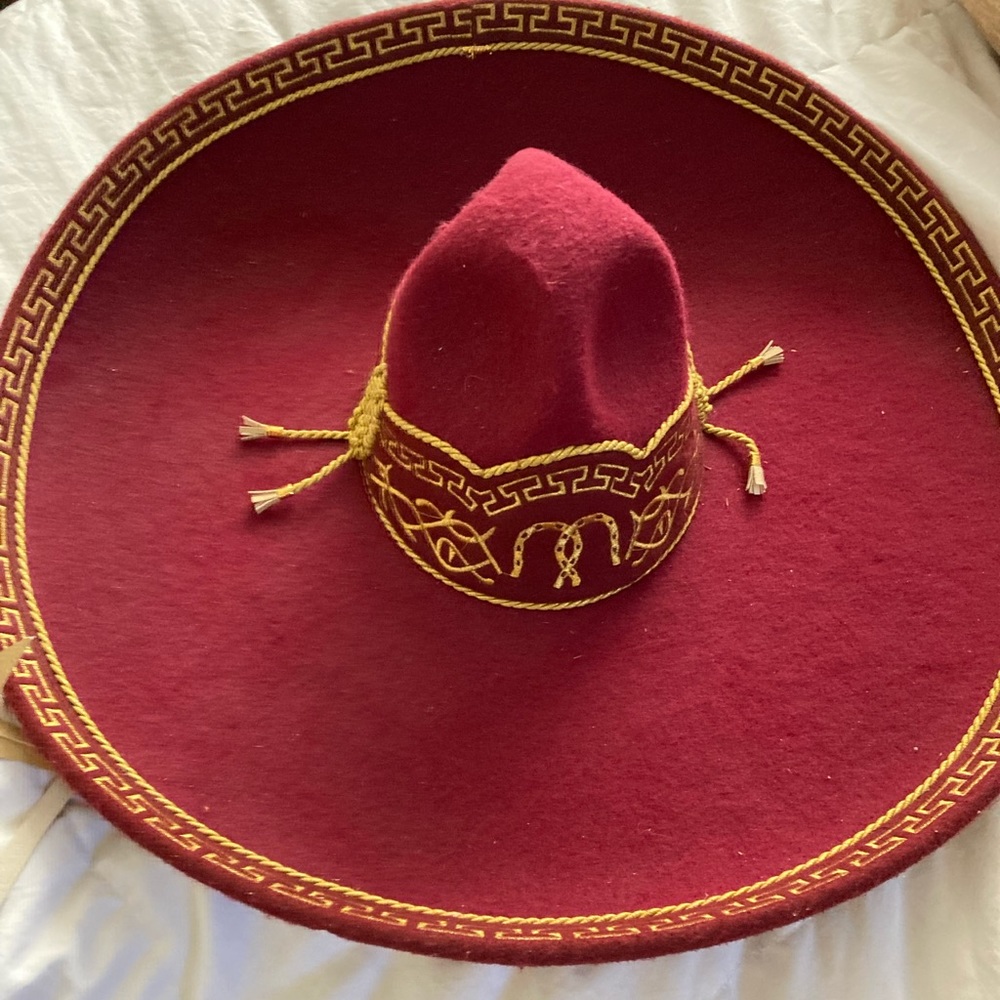 Burgundy charro hats 7 1/8